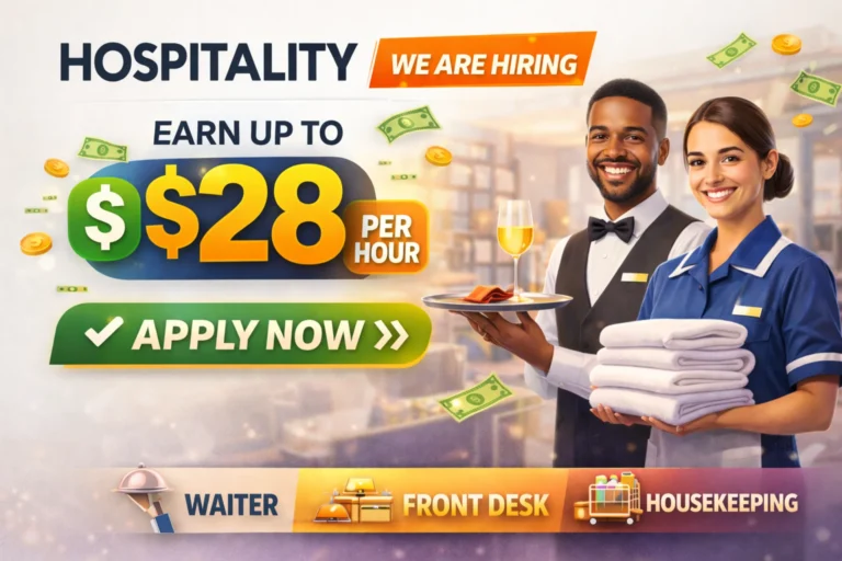 Hospitality Jobs – We Are Hiring Earn Up to $28 Per Hour Apply Now for Hotel and Restaurant Jobs